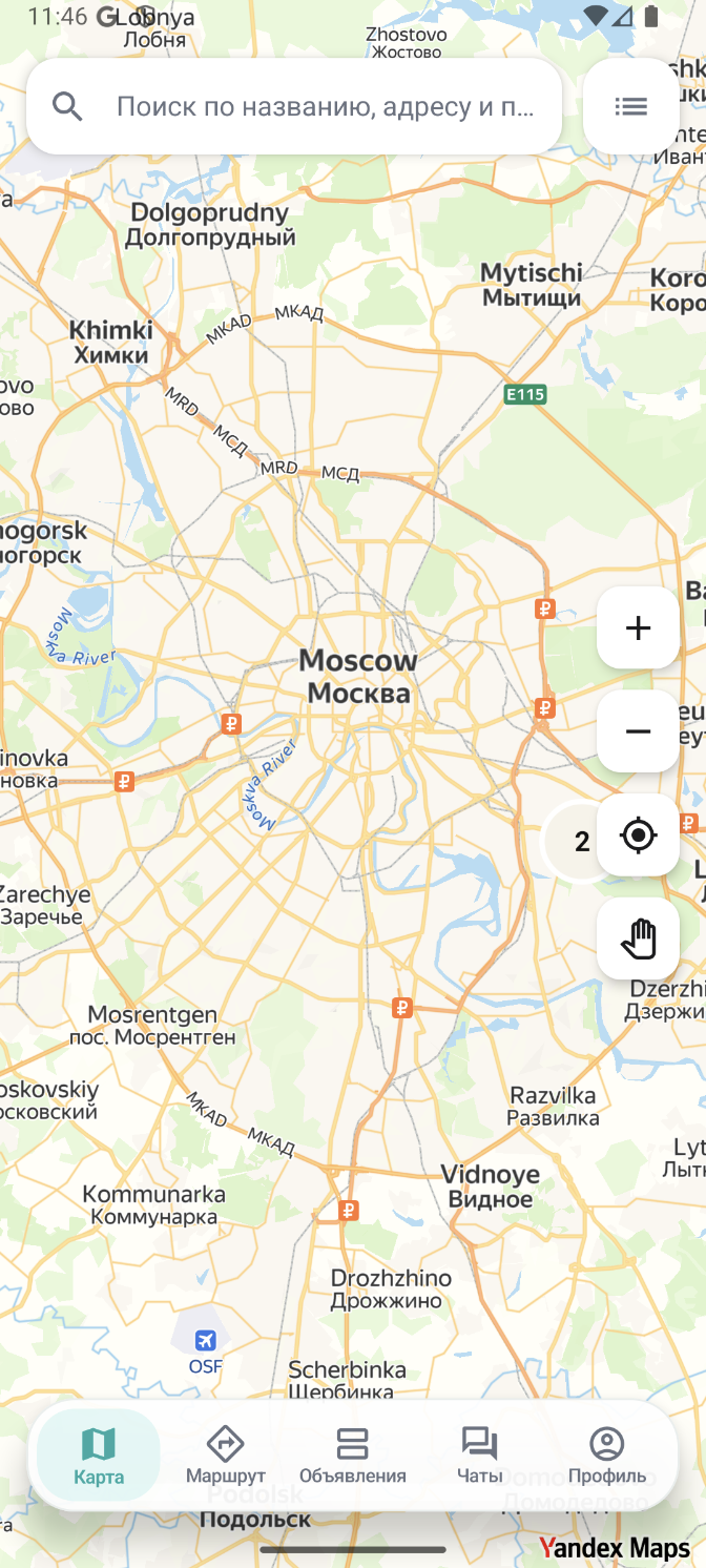 Карта заданий в приложении Vzaimno